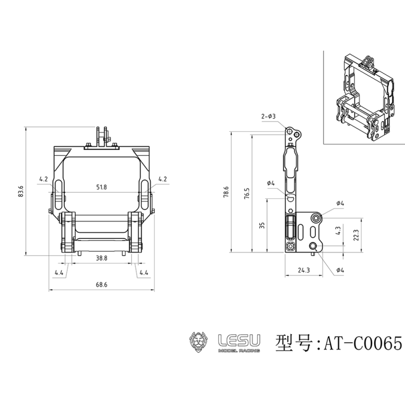 Lesu Adapter für Anbaugeräte F1050 1:14